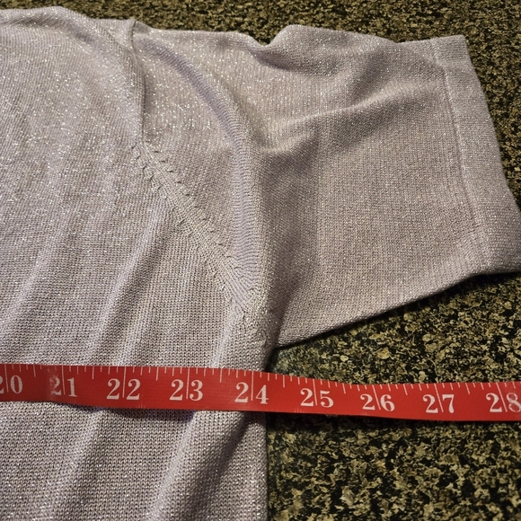 Anna Gray Silk Blend Boat Neck Pale Mauve Silver Metallic Sweater Women size 1X - Picture 5 of 8